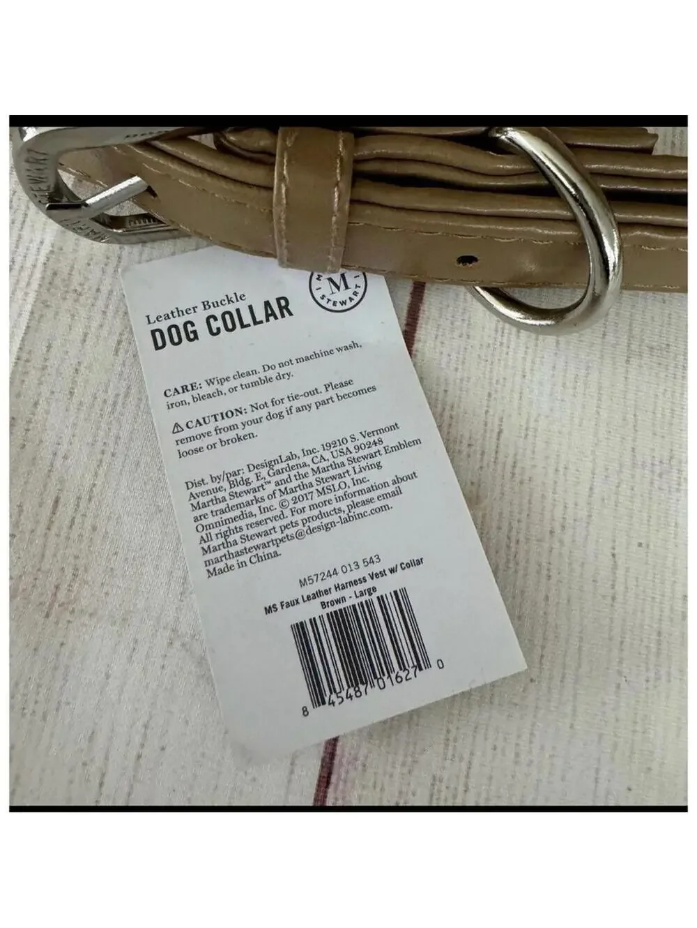 NWT Martha Stewart Dog Collar Leather Buckle, neck size 18-21”